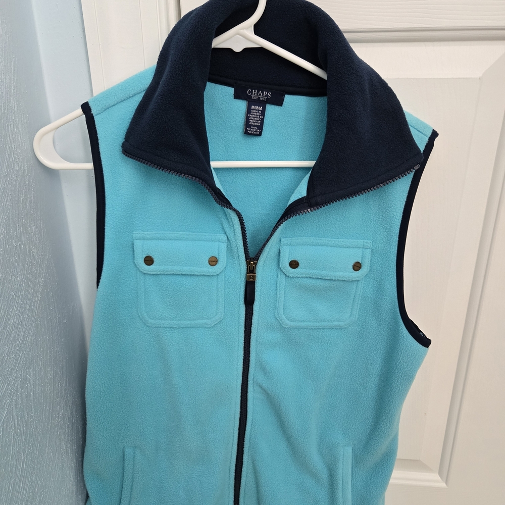Women's Chaps Blue Teal Fleece Vest